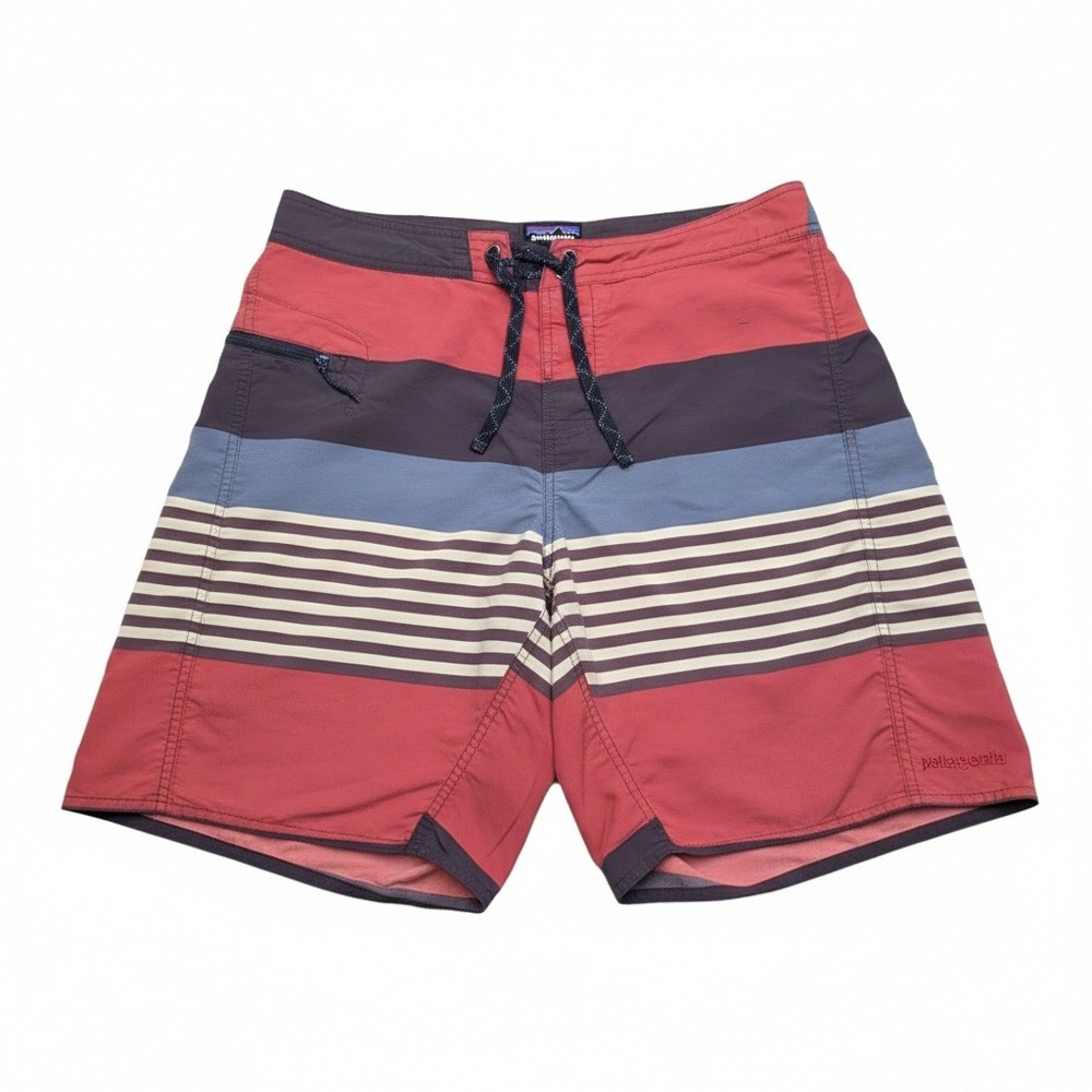 Patagonia Board‎ Shorts Mens Size 34 Striped Hybrid Swim Trunks Red Blue Gray